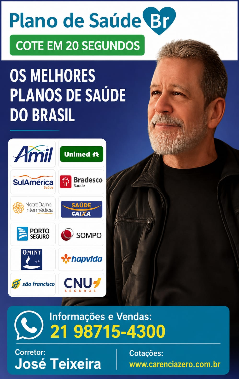 Corretor José Teixeira apresentando os melhores planos de saúde do Brasil — Plano de Saúde BR